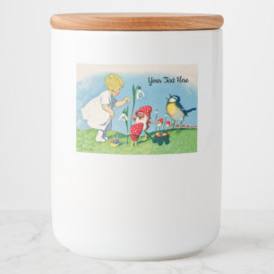 Étiquette Pour Bocaux Petite fille Vintage Oeufs de Pâques Fleurs Elfes