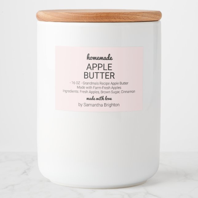 Étiquette Pour Bocaux Pink Apple Beurre de cuisine Pantry Alimentation J (Devant)