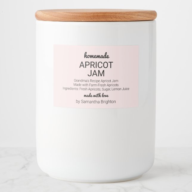 Étiquette Pour Bocaux Pink Apricot Jam Pantry Mason Jar Canning (Devant)