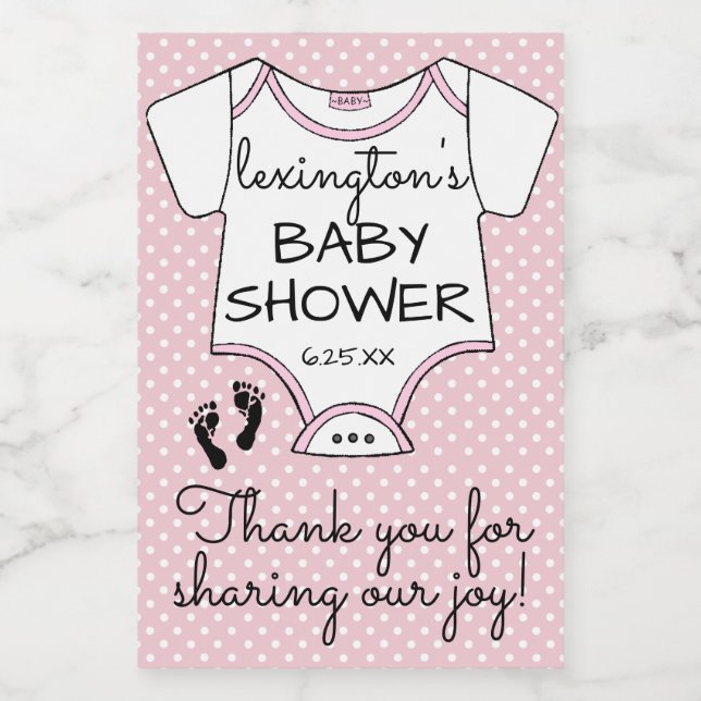 Étiquette Pour Bocaux Pink Polka Dot Baby shower Invité Favoriser (Étiquettes simples)