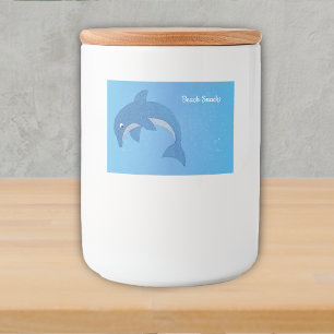 Étiquette Pour Bocaux Plage Thème Sparkel Blue Dolphin Jumping Position