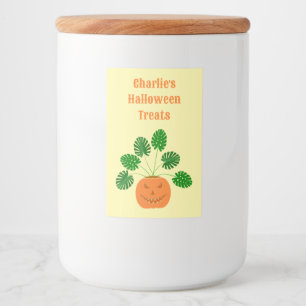 Étiquette Pour Bocaux Plante Halloween Monstera en Citrouille personnali