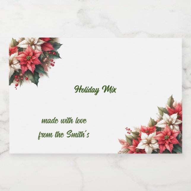 Étiquette Pour Bocaux Plantes d'Euphorbe de Noël Mix Fêtes (Étiquettes simples)