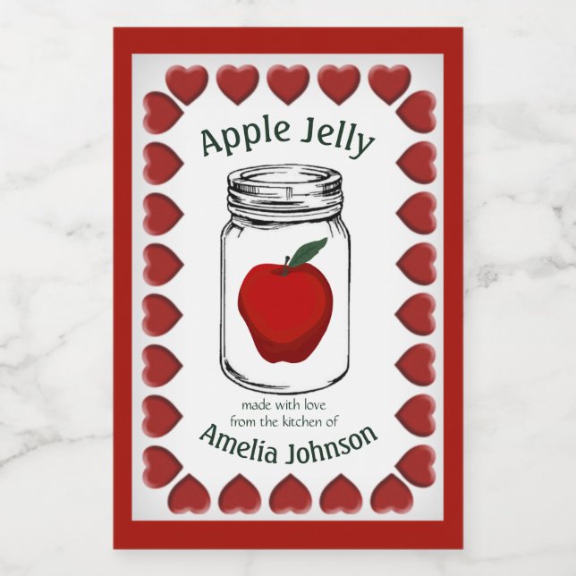 Étiquette Pour Bocaux Pomme Jelly Fabriqué avec Love Produit 2"x3" (Étiquettes simples)
