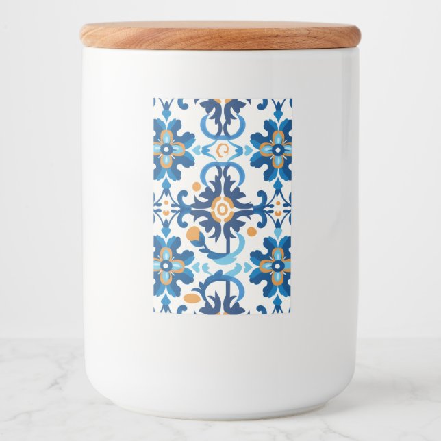 Étiquette Pour Bocaux Porte en verre avec couvercle bleu et Brown (Devant)