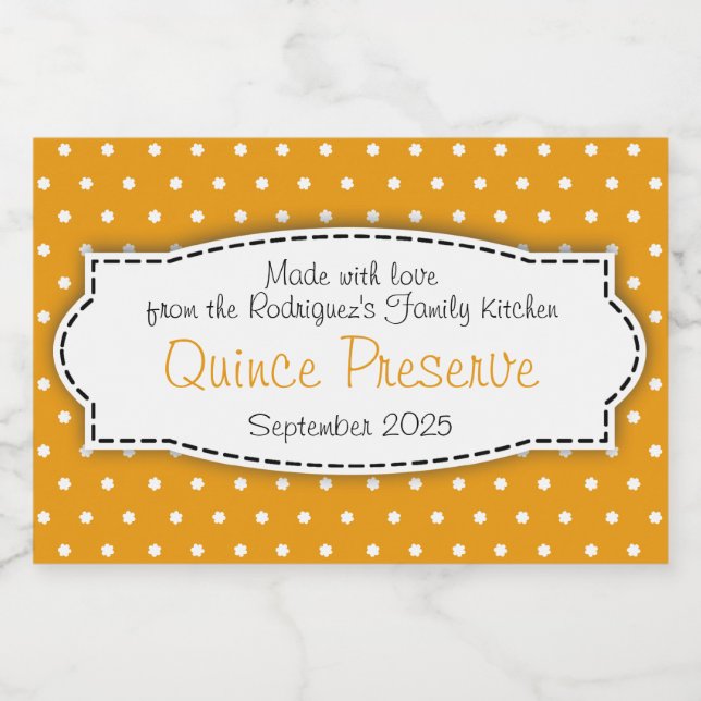 Étiquette Pour Bocaux Pot à fleurs de polka de confiture de coing étique (Étiquettes simples)