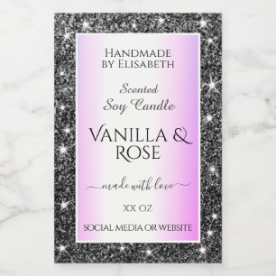 Étiquette Pour Bocaux Purple Ombre Parties scintillant Argent Produit Ét