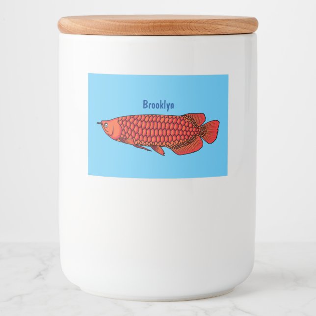 Étiquette Pour Bocaux Red Arowana fish cartoon (Devant)