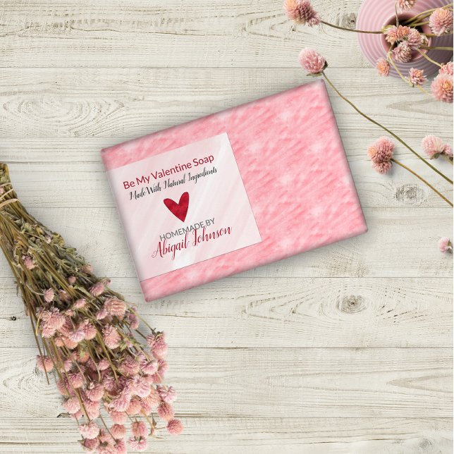 Étiquette Pour Bocaux Red Heart Valentine's Day fait maison savon artisa (Créateur téléchargé)