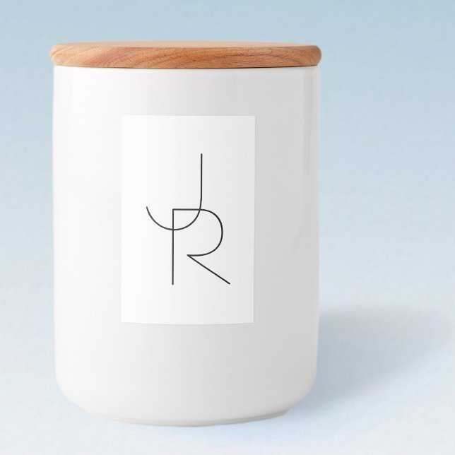 Étiquette Pour Bocaux Remplacement des initiales | Noir en blanc (Créateur téléchargé)