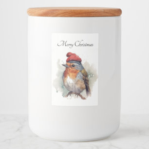 Étiquette Pour Bocaux Robin rouge de Noël, personnalisable