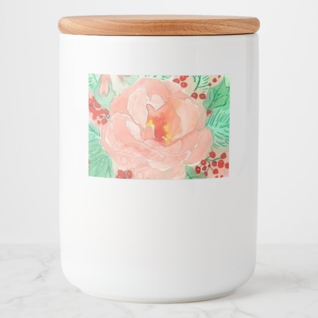 Étiquette Pour Bocaux Rose aquarelle française (Devant)