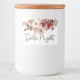 Étiquette Pour Bocaux Rouge Blush Floral Roses Date Jar de nuit
