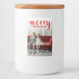 Étiquette Pour Bocaux Rouge Merry Calligraphie - vertical Photo blanc ty