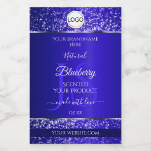 Étiquette Pour Bocaux Royal Blue Logo Initiales Parties scintillant Étiq