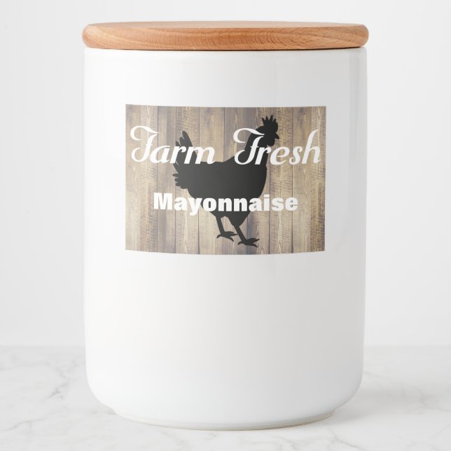 Étiquette Pour Bocaux Rustic Country Farm Fraîche Hen & Grange Bois (Devant)