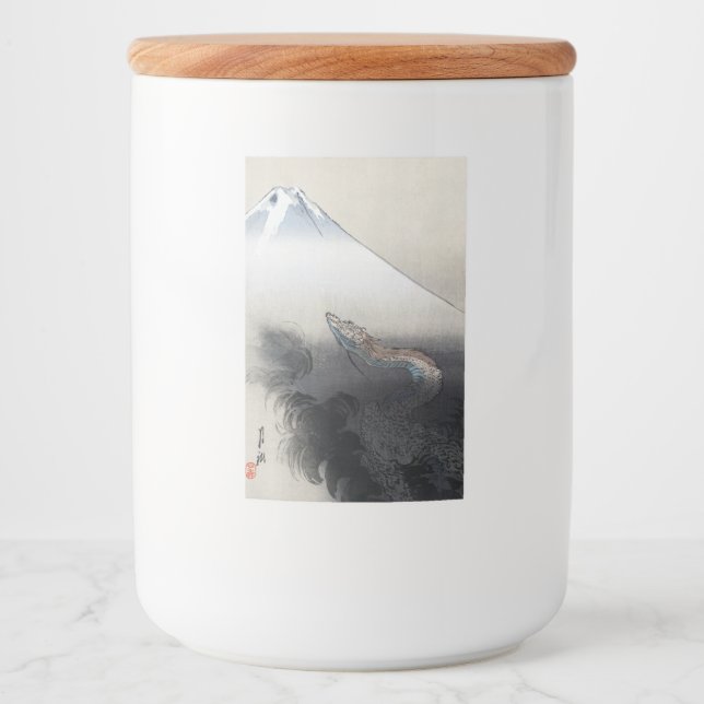 Étiquette Pour Bocaux Ryu Shoten : Dragon éblouissant sur Fuji, Japon (Devant)