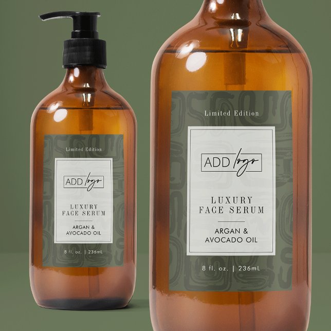 Étiquette Pour Bocaux Sage Green Boho Pattern Waterproof Product Label (modern abstract sage green cosmo bottle waterproof label with your logo and customizable colors)