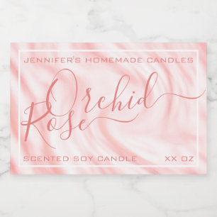 Étiquette Pour Bocaux Satin Rose rose Calligraphie Texte Signature Chic