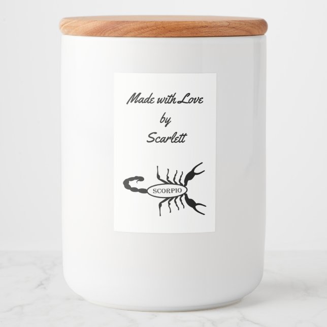 Étiquette Pour Bocaux Scorpio Black Scorpion Star Sign Custom (Devant)