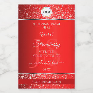 Étiquette Pour Bocaux Shimmery Red Logo Initiales Parties scintillant Ét
