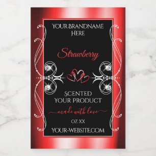 Étiquette Pour Bocaux Shimmery Ruby Red Frame Black Produit Bijoux Étiqu