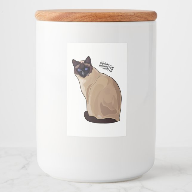 Étiquette Pour Bocaux Siamese cat cartoon (Devant)