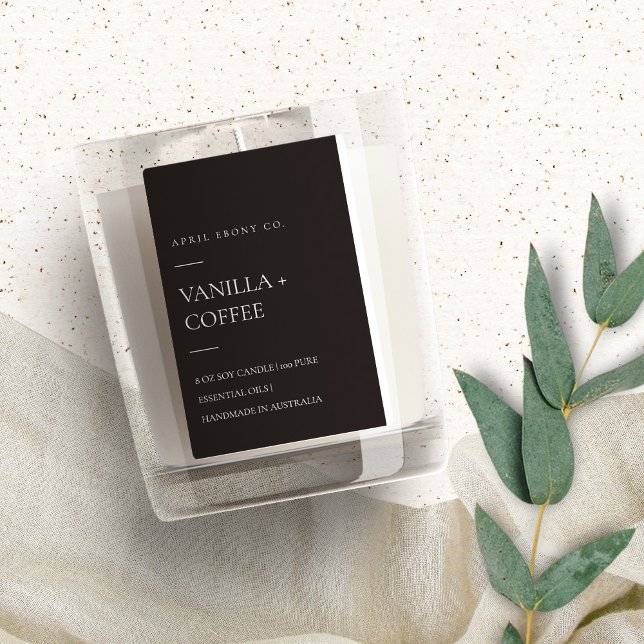 ÉTIQUETTE POUR BOCAUX SIMPLE CANDLE MODERNE MODERNE MINIMAL GRISSE NOIR  (Créateur téléchargé)
