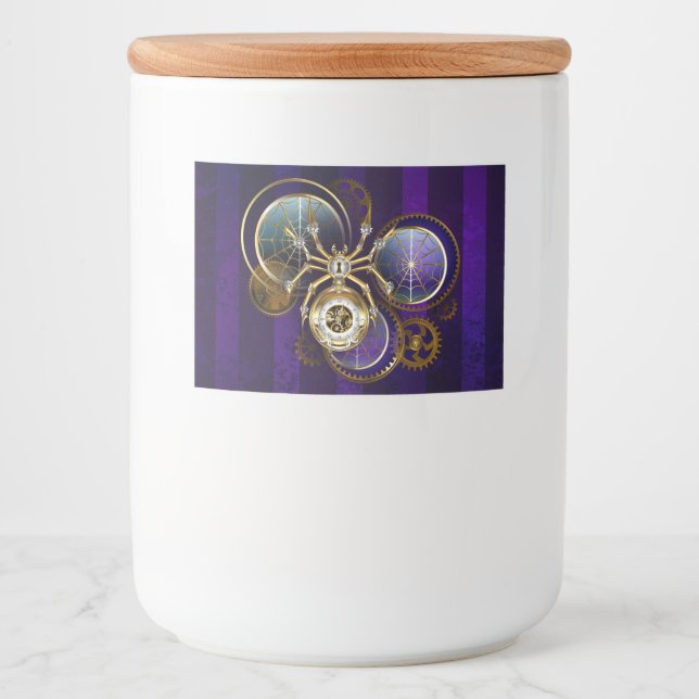 Étiquette Pour Bocaux Spider Steampunk sur Arrière - plan pourpre (Devant)