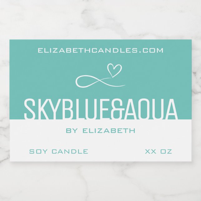 Étiquette Pour Bocaux Style moderne simple Turquoise blanc bougie & (Étiquettes simples)