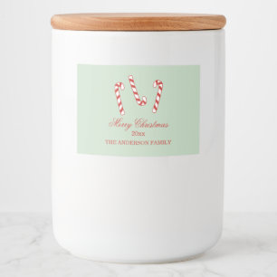 Étiquette Pour Bocaux Sucres de canne rouges, verts et blancs Noël