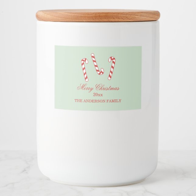 Étiquette Pour Bocaux Sucres de canne rouges, verts et blancs Noël (Devant)