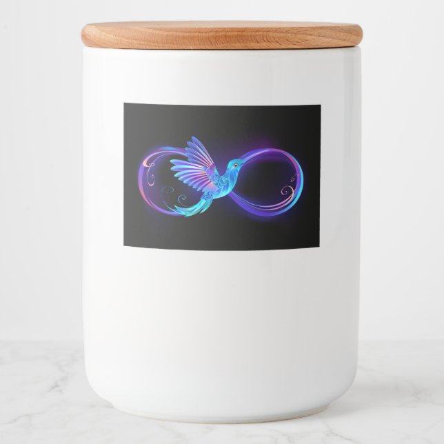 Étiquette Pour Bocaux Symbole de Neon Infinity par Glowing Hummingbird (Devant)