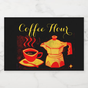 Étiquette Pour Bocaux Tasse de café de /Red d'HEURE de CAFÉ et cafeti