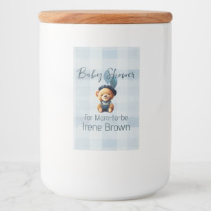 Étiquette Pour Bocaux Teddy Bear Jean Baby shower Bleu