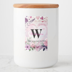 Étiquette Pour Bocaux Texte de typographie cœurs floraux aquarelle roman