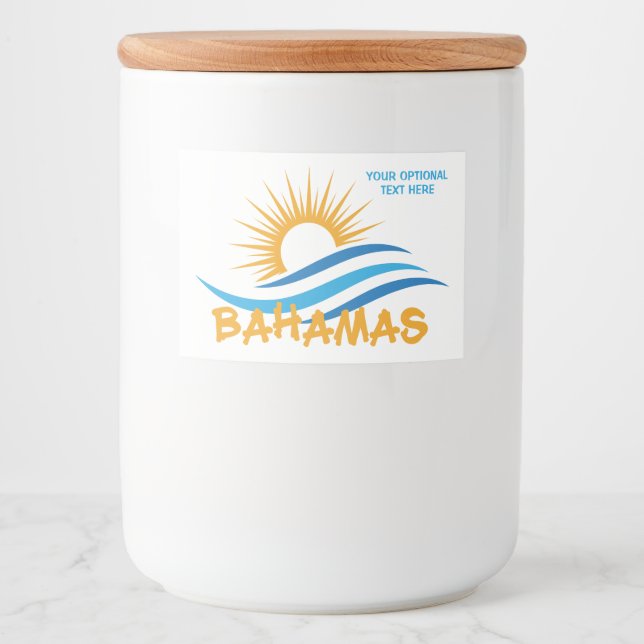 Étiquette Pour Bocaux Texte personnalisé Bahamas (Devant)