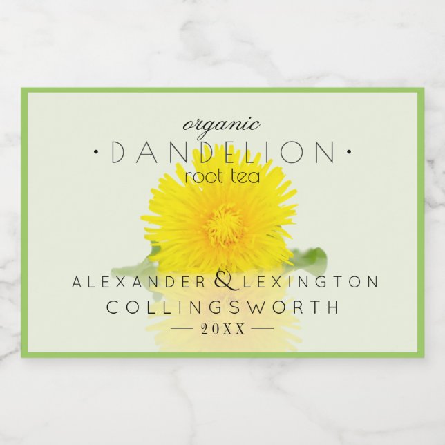 Étiquette Pour Bocaux Thé Racine Dandelion fait maison (Étiquettes simples)