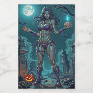 Étiquette Pour Bocaux Traite d'Halloween ou ami Zombie w Cerveau