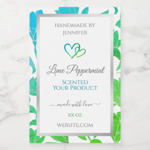 Étiquette Pour Bocaux Turquoise Vert Couleurs Floral Produits Packaging