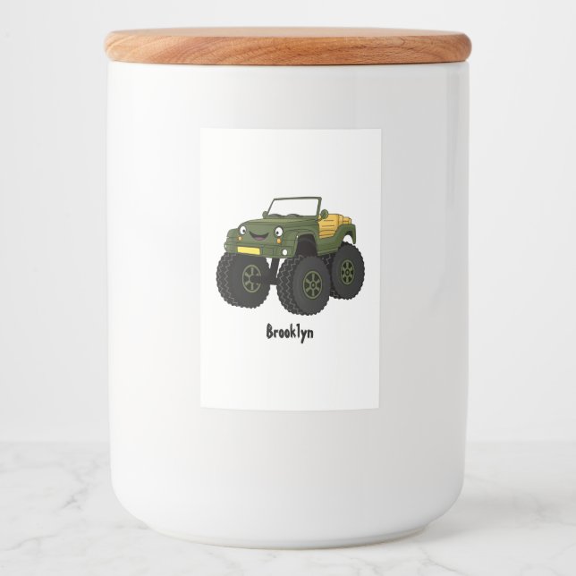 Étiquette Pour Bocaux Un Green Monster truck (Devant)