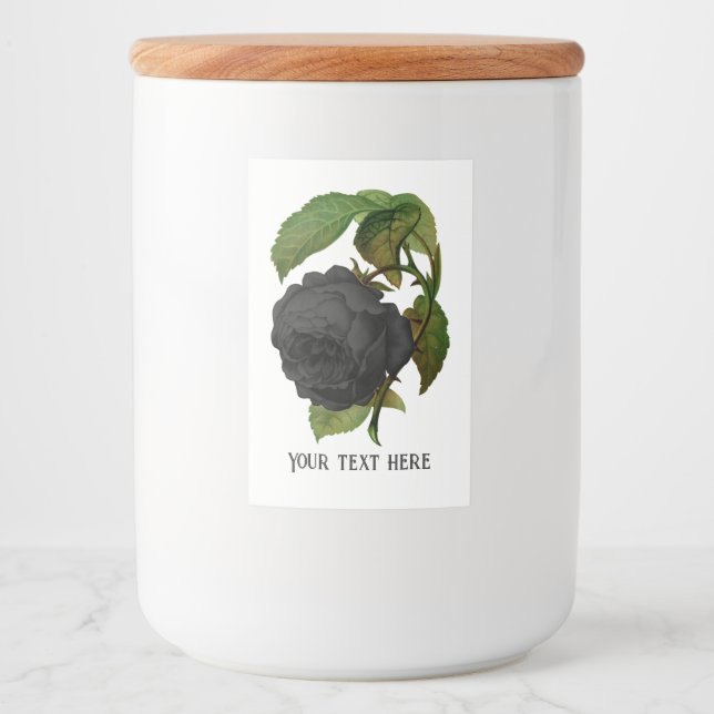 Étiquette Pour Bocaux Vintage gothique noir Roses personnalisés (Devant)