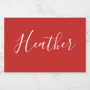 Étiquette Pour Bocaux Votre script blanc personnalisé en rouge