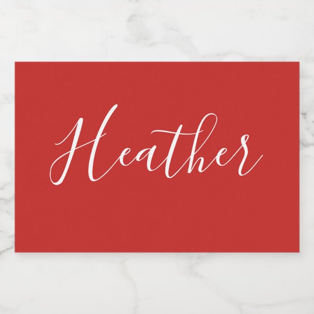 Étiquette Pour Bocaux Votre script blanc personnalisé en rouge (Étiquettes simples)