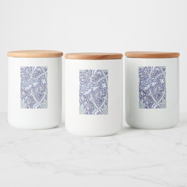 Étiquette Pour Bocaux William Morris Windrush motif floral bleu (Bouteilles)