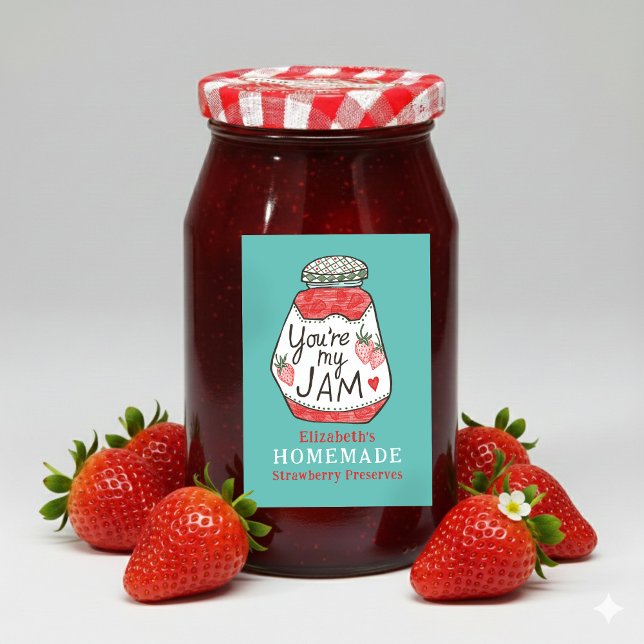 Étiquette Pour Bocaux YOU ARE MY JAM Strawberry Custom Homemade Crafts (YOU ARE MY JAM Strawberry Custom Homemade Crafts Food Label
)