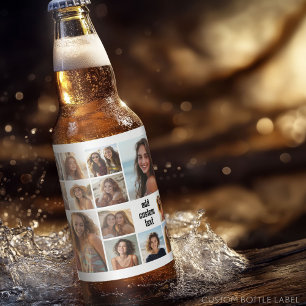 Étiquette Pour Bouteilles De Bière 13 Photo Collage Monogramme noir - Peut modifier l