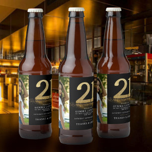 Étiquette Pour Bouteilles De Bière 21 parties scintillant d'or 21ème anniversaire pho
