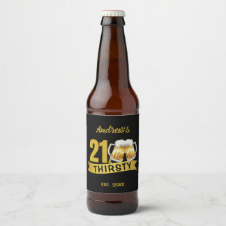 ÉTIQUETTE POUR BOUTEILLES DE BIÈRE 21 & THIRSTY-21ST BIRTHDAY