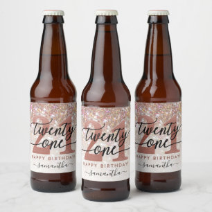Étiquette Pour Bouteilles De Bière 21e anniversaire Chic Parties scintillant Ombre